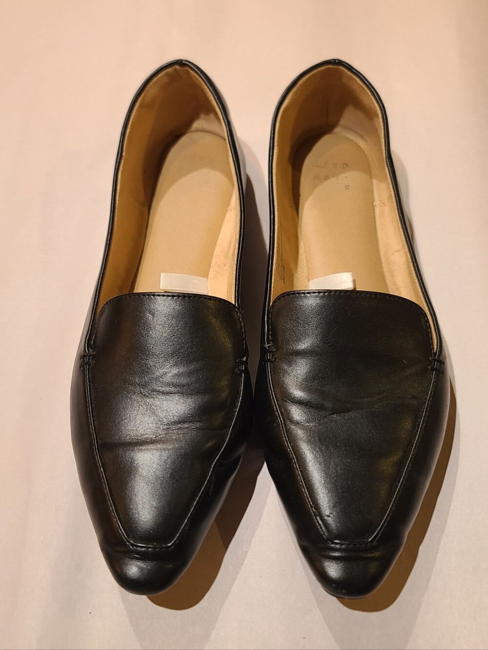 A New Day Black Faux Leather Loafer Flats Sz 10